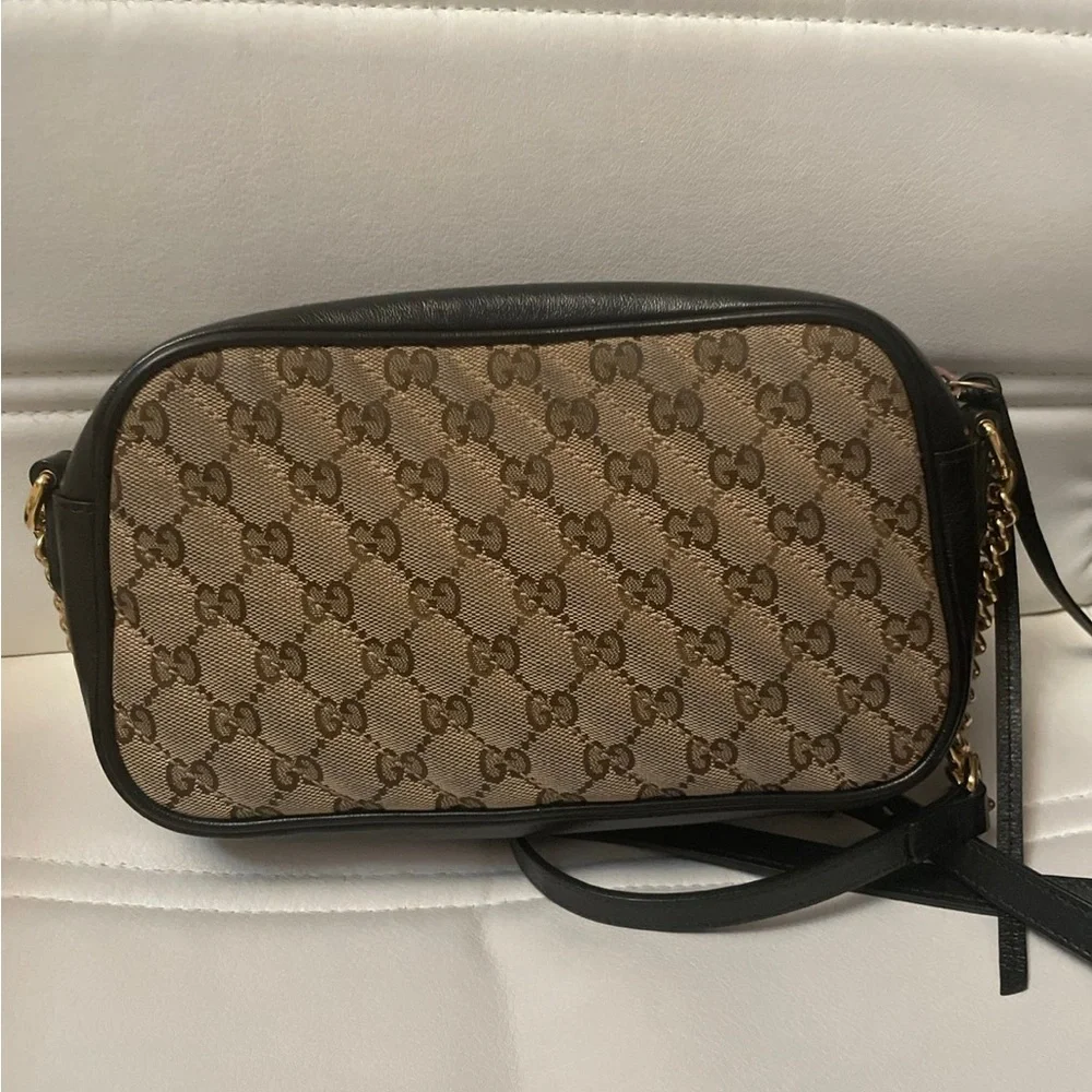 Gucci Marmont Supreme Crossbody Bag Black Brown Gold - Picture 7 of 10